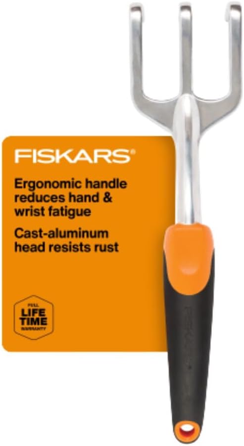 Fiskars Cultivador Ergo para escavação, aeração do solo e remoção de ervas daninhas, ferramenta de jardim resistente com orifício para pendurar 1 Fiskars Cultivador Ergo para escavacao aeracao do solo e remocao