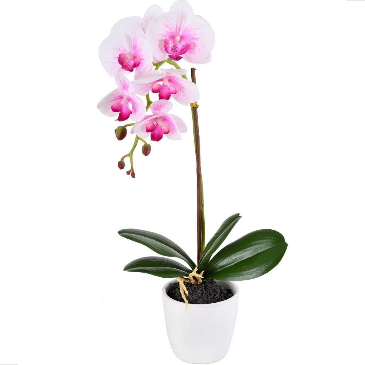 Flor Orquidea Artificial com Vaso Ceramica Arranjo de Flor Realista