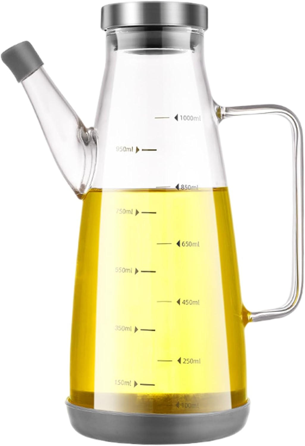 Garrafa dispensadora de azeite, frasco dispensador de óleo, molho de soja de vidro transparente de 1000 ml com alça e escala, recipiente de cozinha com tampa e base de cortiça para casa, sala de 1 Garrafa dispensadora de azeite frasco dispensador de oleo molho de