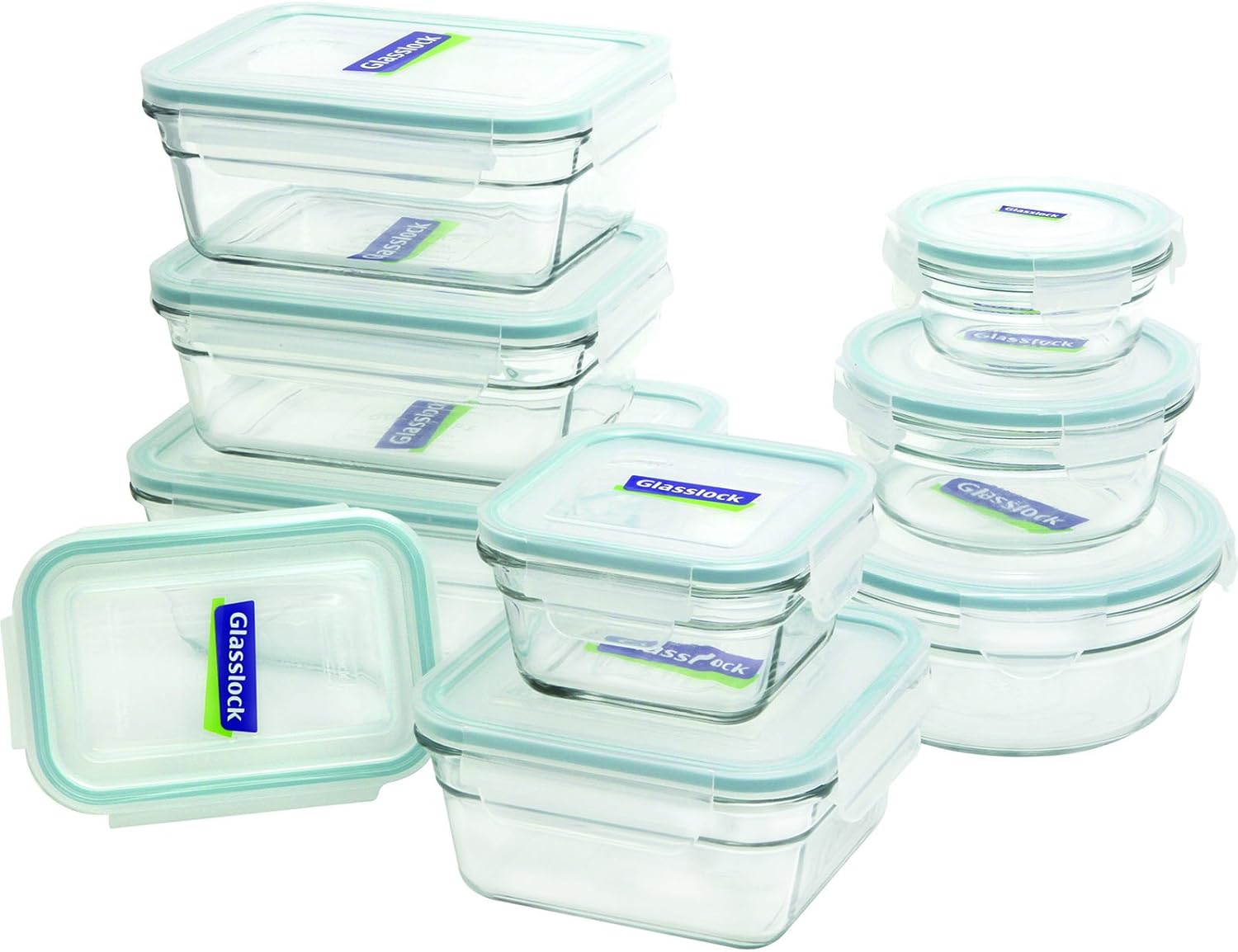 Glasslock Conjunto de recipientes sortidos seguros para forno, 18 peças 1 Glasslock Conjunto de recipientes sortidos seguros para forno 18 pecas