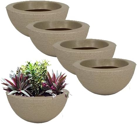 KIT 05 BACIAS POLIETILENO DECORATIVAS P/PLANTAS E JARDINS (Bege) 1 KIT 05 BACIAS POLIETILENO DECORATIVAS PPLANTAS E JARDINS Bege