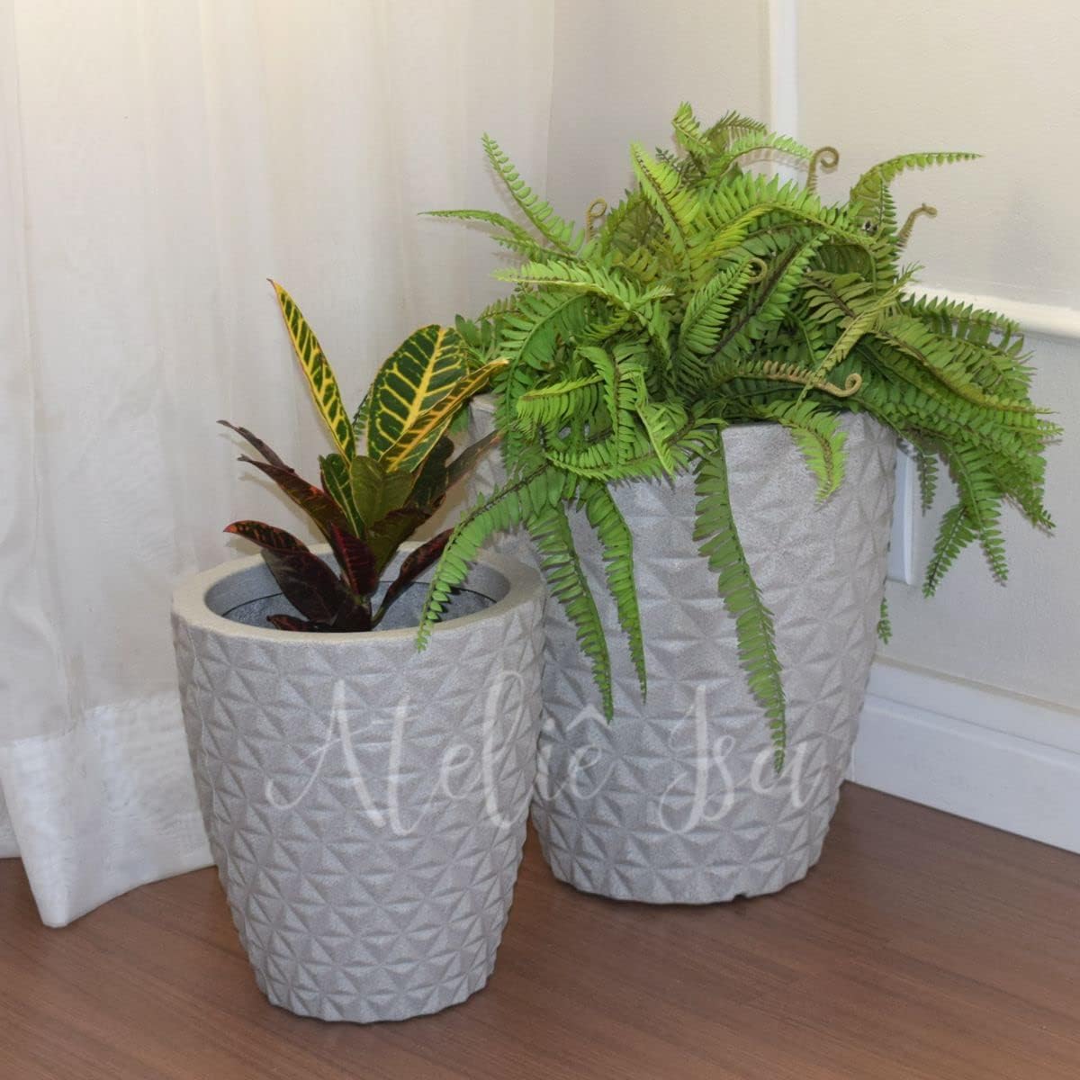 Kit 2 Vasos Planta Decorativo Jardim Coluna Diamante 1 e