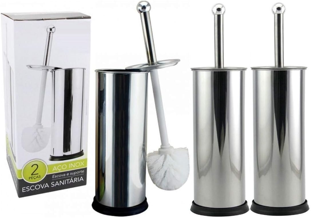 Kit 3 Escovas Sanitária Vassoura Vaso Aço Inox Suporte Banheiro 1 Kit 3 Escovas Sanitaria Vassoura Vaso Aco Inox Suporte Banheiro
