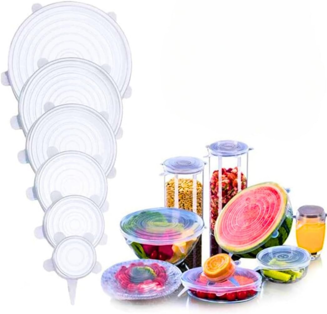 Kit de Tampas de Silicone Reutilizaveis Premium Flexiveis Hermeticas e