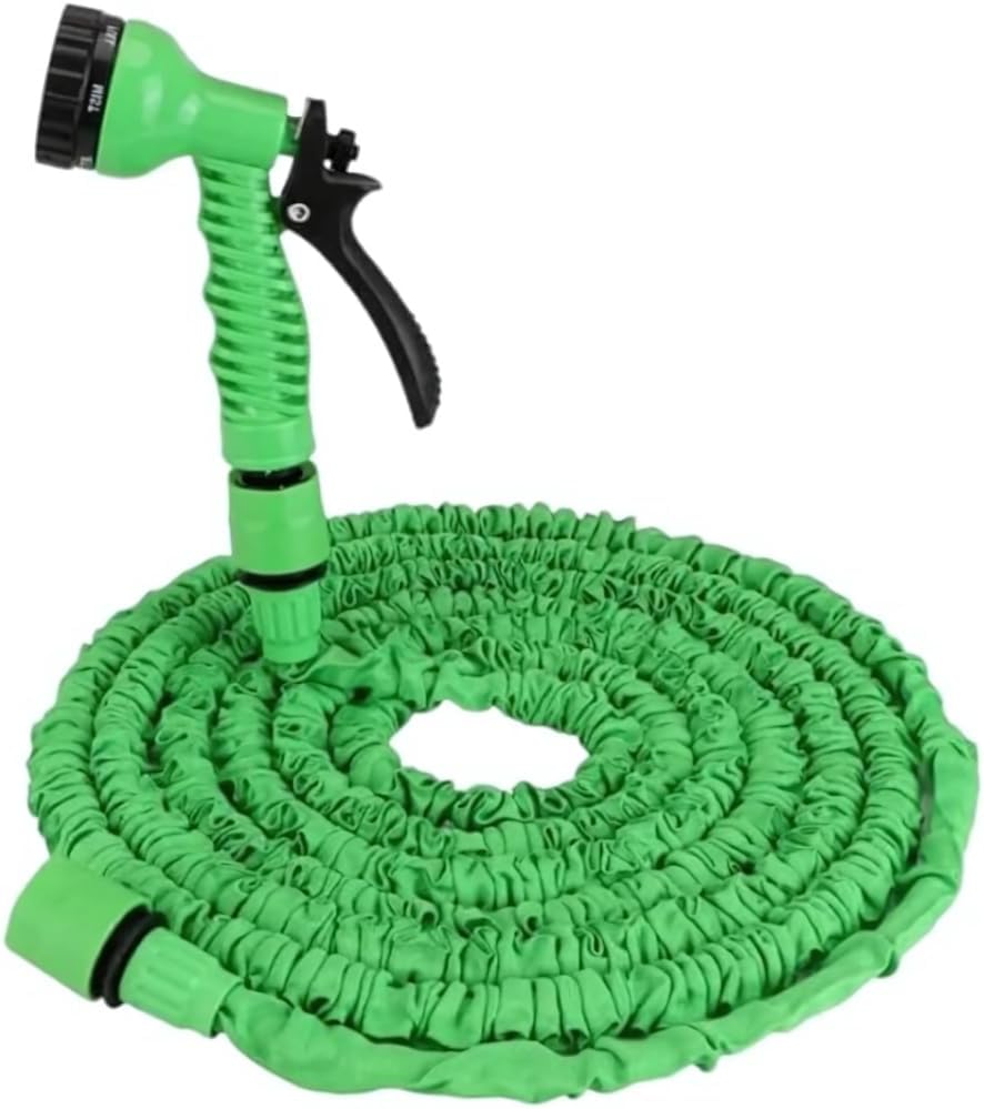 Mangueira 15M Mágica De Jardim, Retrátil e Flexivel. Mangueira Extensível Com Esguicho E 7 Tipo de Jatos Diferentes. (VERDE) FONSES 1 Mangueira 15M Magica De Jardim Retratil e Flexivel Mangueira