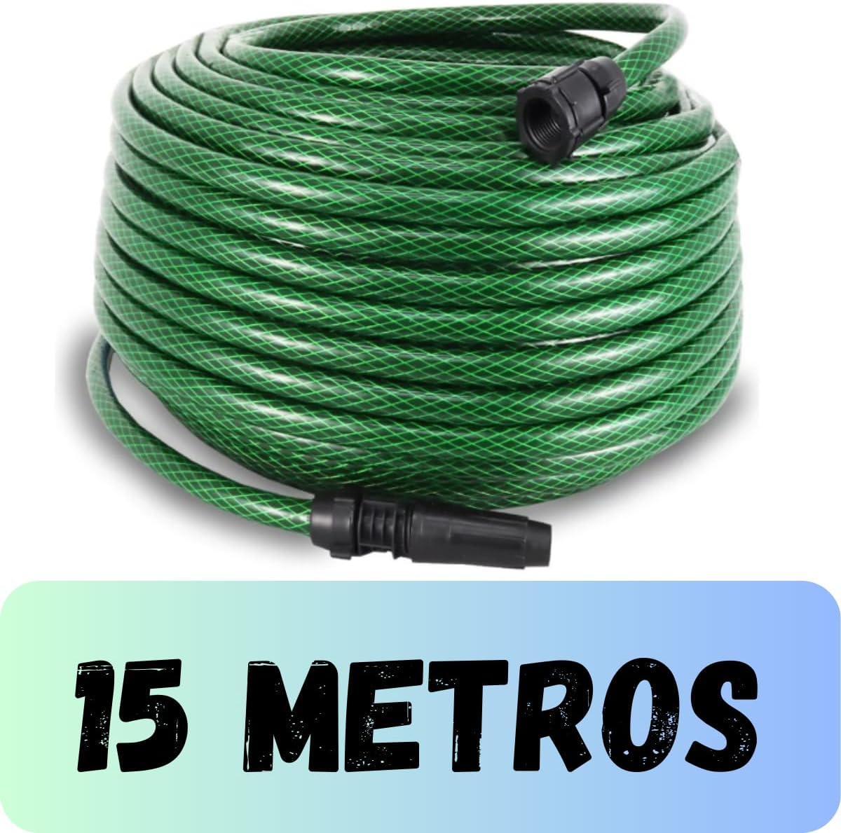 Mangueira de Jardim Quintal Trançada Anti-Torção Flexível Resistente Com Esguicho (15 metros) 1 Mangueira de Jardim Quintal Trancada Anti Torcao Flexivel Resistente Com Esguicho