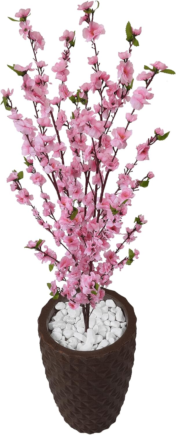 Planta Artificial Cerejeira Rosa Bebe Vaso 3D Polietileno Decoração (3D Marrom) 1 Planta Artificial Cerejeira Rosa Bebe Vaso 3D Polietileno Decoracao 3D