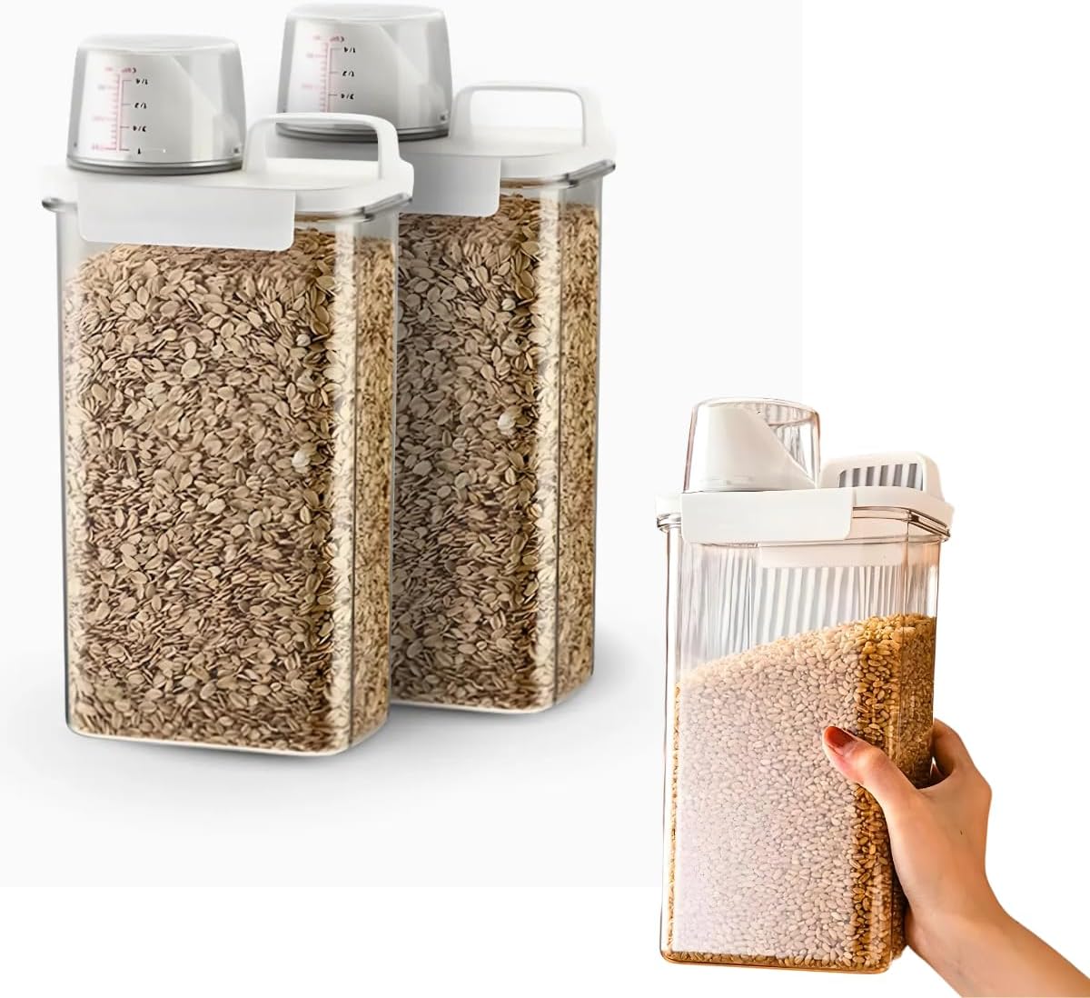 Pote Hermético Para Grãos Recipiente Organizador Armazenamento Alimentos Organize Sua Cozinha Farinha Açúcar Massas Cereais 2 Potes Com Copo Medidor E Tampa Com Trava 1 Pote Hermetico Para Graos Recipiente Organizador Armazenamento Alimentos Organize Sua