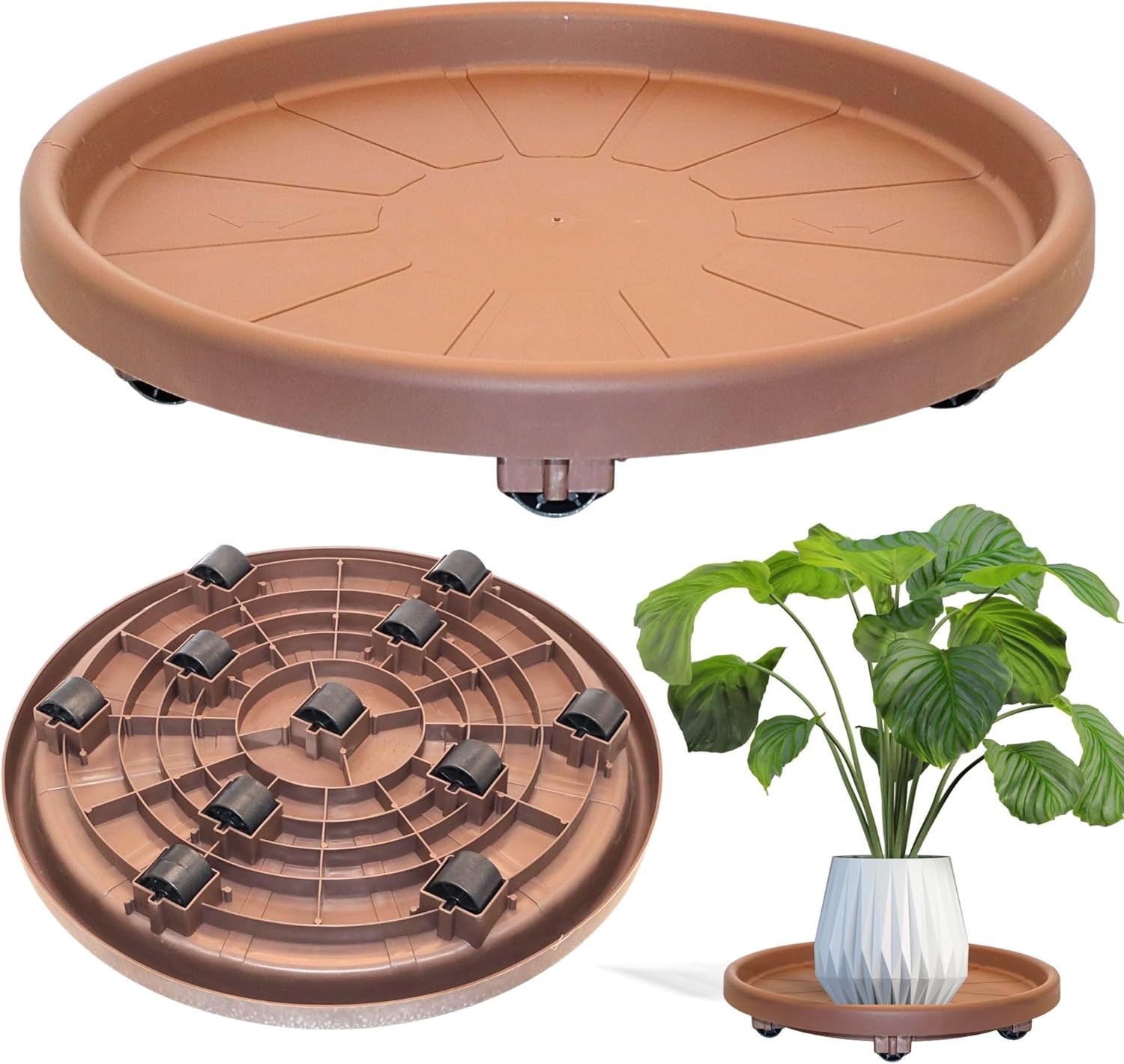 Prato com Rodas Suporte para Vasos 45cm Suporta até 165kg - Top Garden (Tabaco) 1 Prato com Rodas Suporte para Vasos 45cm Suporta ate 165kg