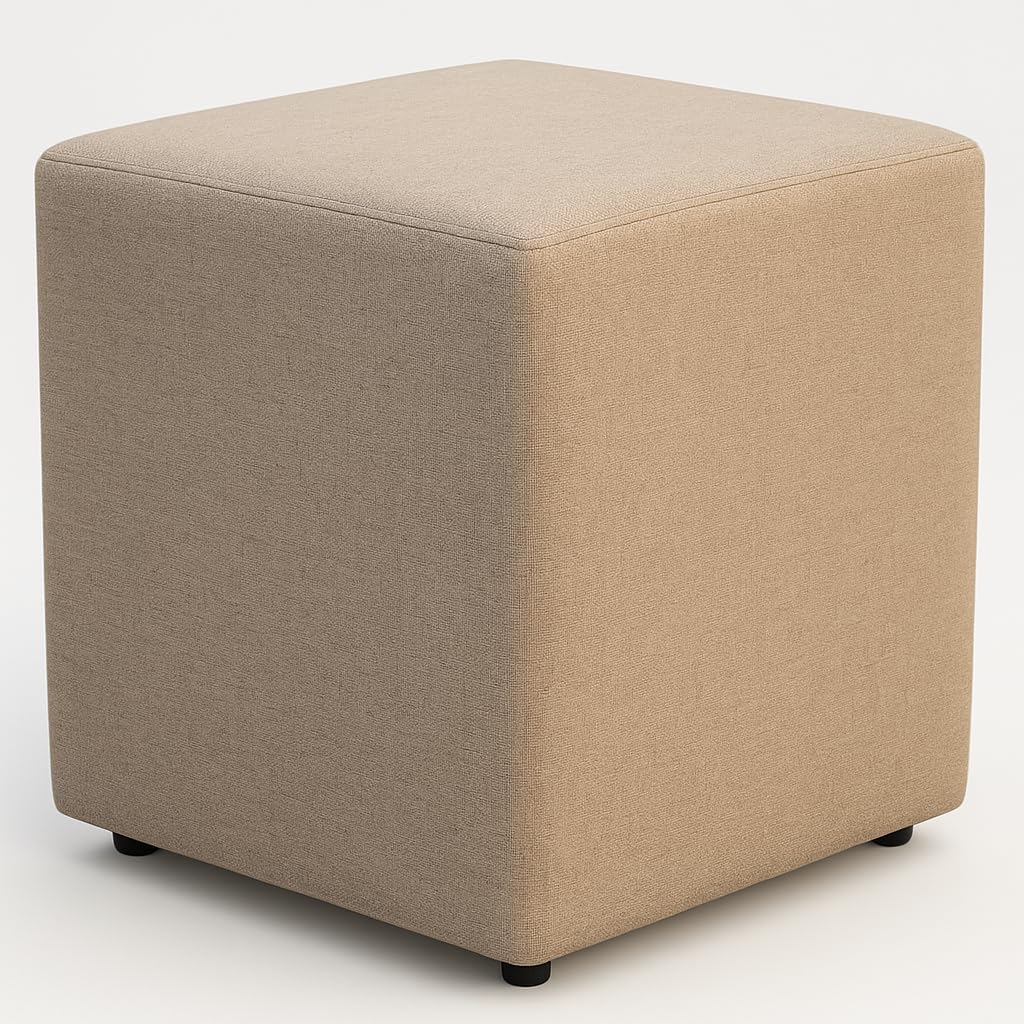 Puff Quadrado Linho Palha Premium Saturno 35x35x40cm grupoul Ideal para