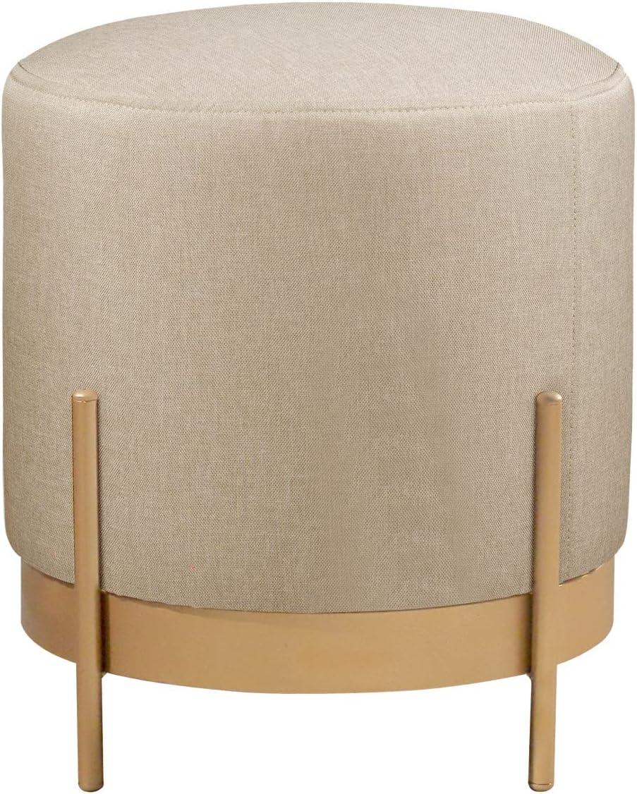 Puff Redondo Agar em Linho e Base Metal Dourado Agarb