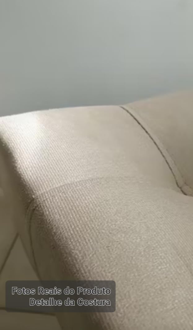 Puff Requinte Bege Pés Palito Retangular 1 Puff Requinte Bege Pes Palito Retangular