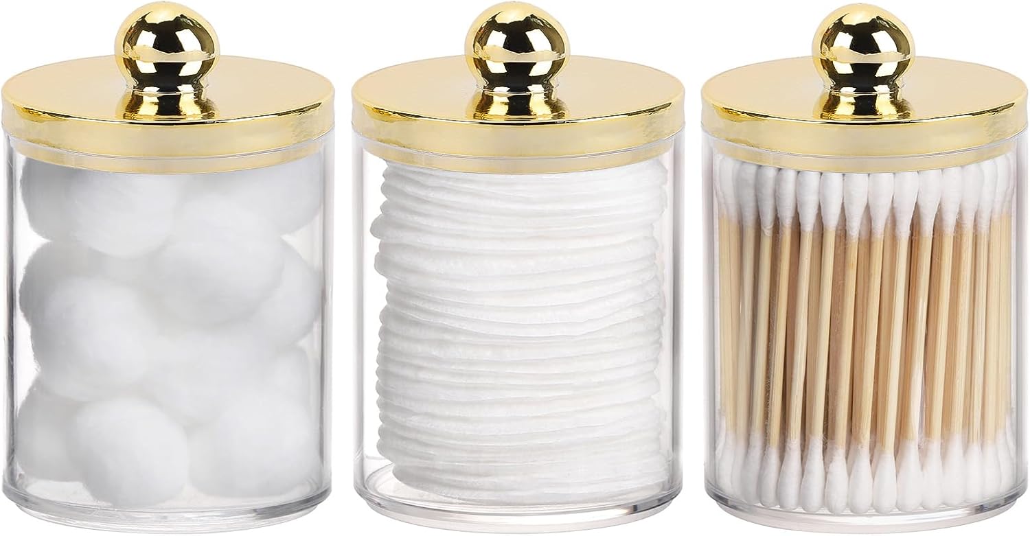 Tbestmax Recipiente de banheiro com suporte Qtips de 293 ml