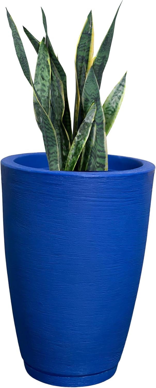Vaso Grande Para Plantas Cone Grafiato Luxo Escovado Jardim (Azul) 1 Vaso Grande Para Plantas Cone Grafiato Luxo Escovado Jardim Azul