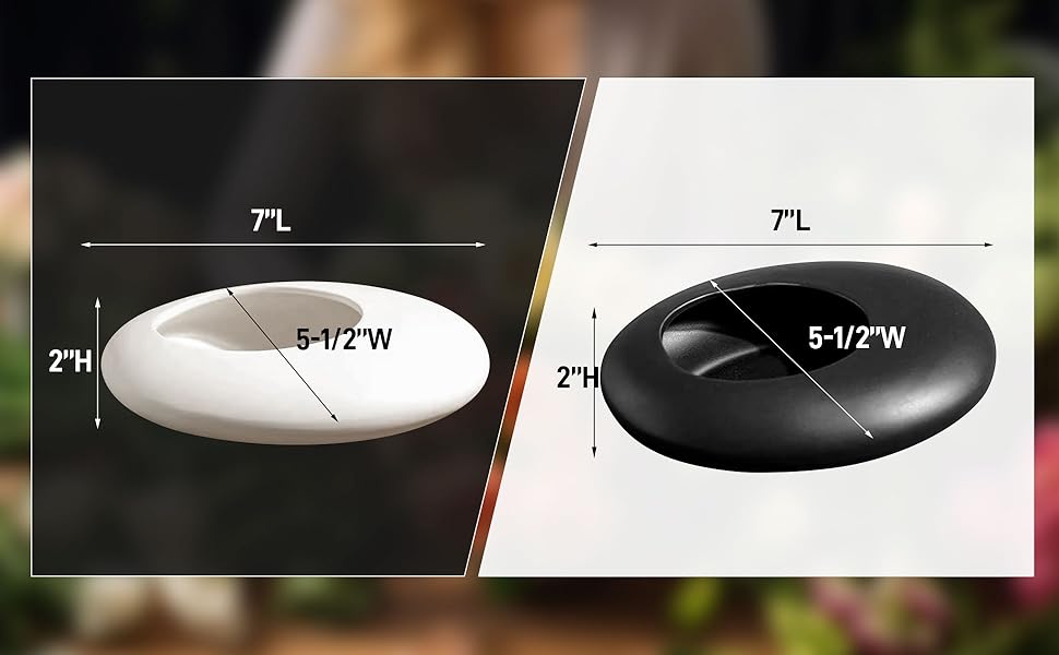 Kit Ikebana de vaso de cerâmica inspirado no Japão, tigela de arranjo de flores em forma de seixo com suporte de hastes de flor de sapo de 5 cm (preto) 4 ls2