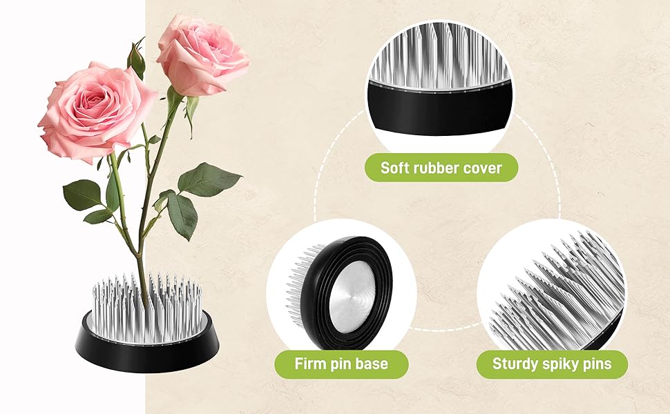 Kit Ikebana de vaso de cerâmica inspirado no Japão, tigela de arranjo de flores em forma de seixo com suporte de hastes de flor de sapo de 5 cm (preto) 6 ls4