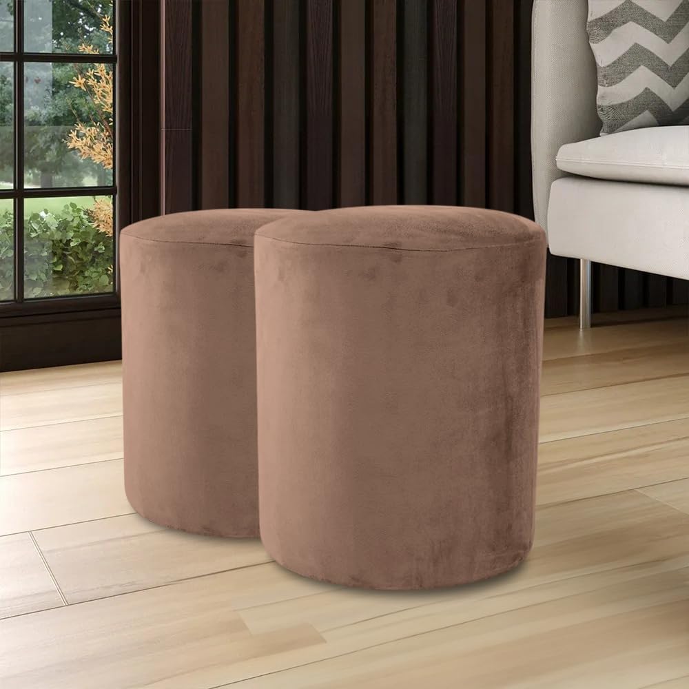 Kit 02 Puff Cilindrico Decorativo Narciso em Veludo Premium para Sala e Quarto - Bege - EM Company 1 1751736742 747 Kit 02 Puff Cilindrico Decorativo Narciso em Veludo Premium para