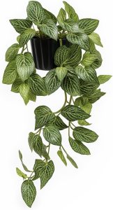 Planta Artificial Pendente Verde com Vaso – Folhagem Permanente Realista para Decoração de Ambientes