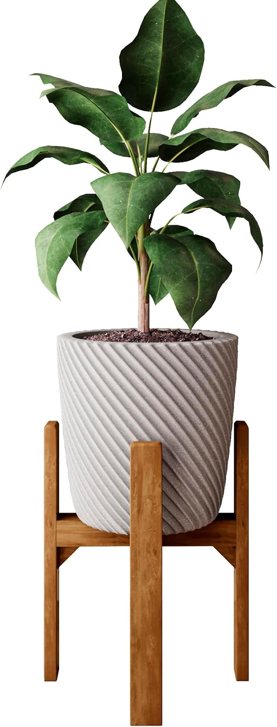 Conjunto Suporte de Madeira 40 cm Envernizado com Vaso em