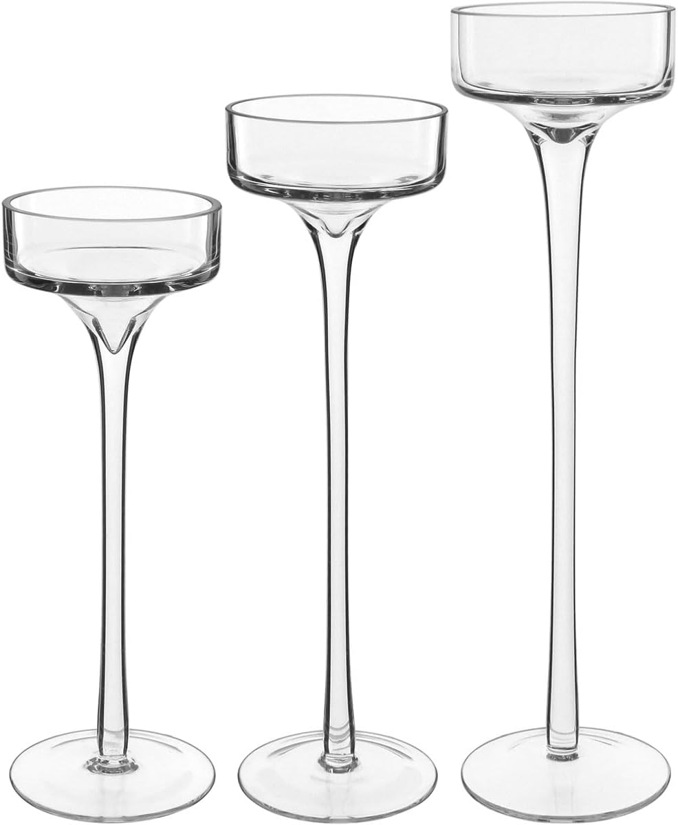 JG 3PC CASTICAL PORTA VELAS DECORATIVO HOMECO ECO CRYSTAL TRANSPARENTE