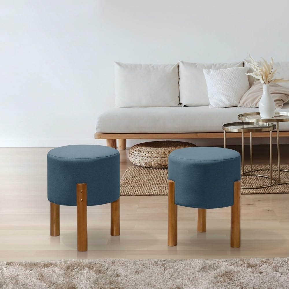 Kit 2 Puff Redondo Luxo Decorativo Charme com Pes de