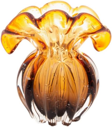 LYOR Vaso de Vidro Italy Ambar e Marrom 11cm