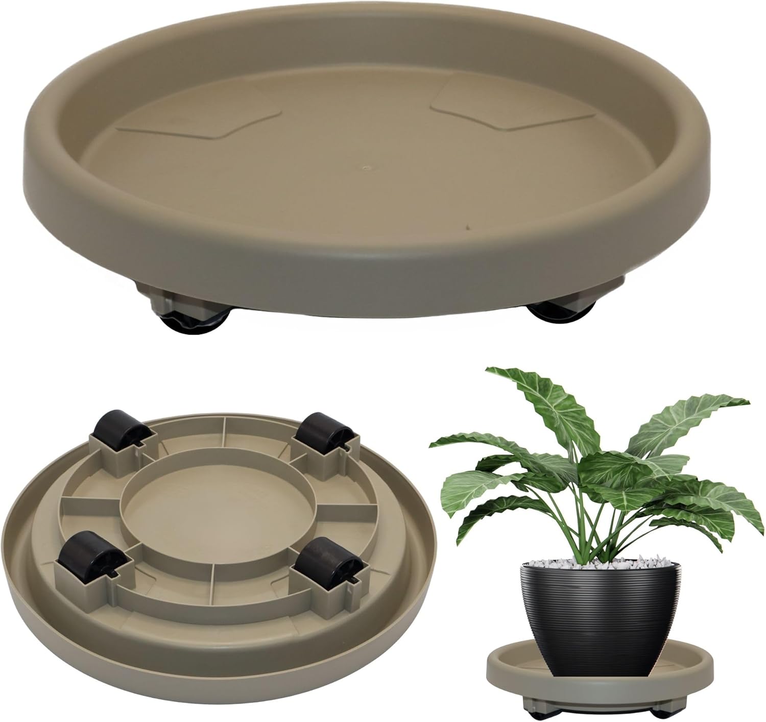 Prato com Rodas Suporte para Vasos 30cm Suporta ate 80kg