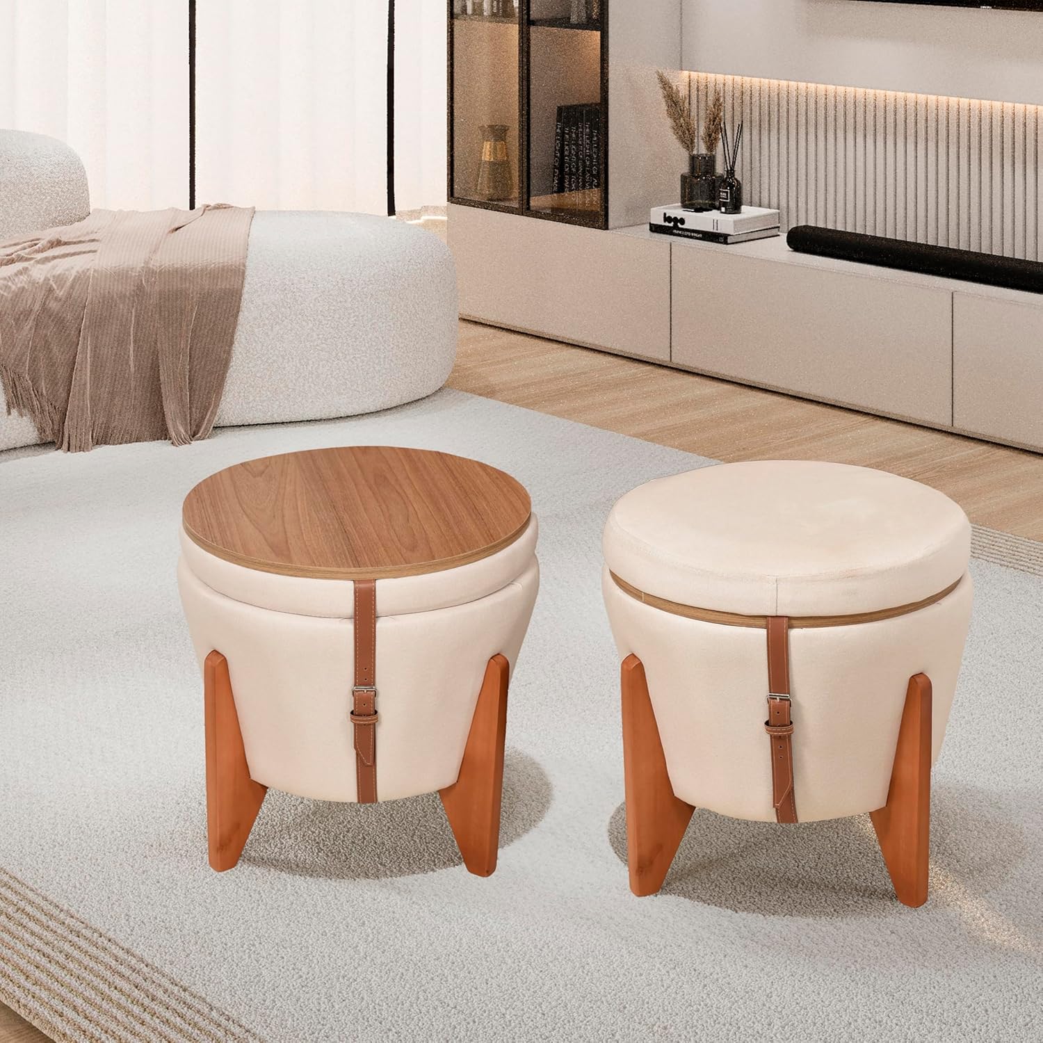 Puff Multiuso Luxo Assento Sala TV 3 em 1 Bau