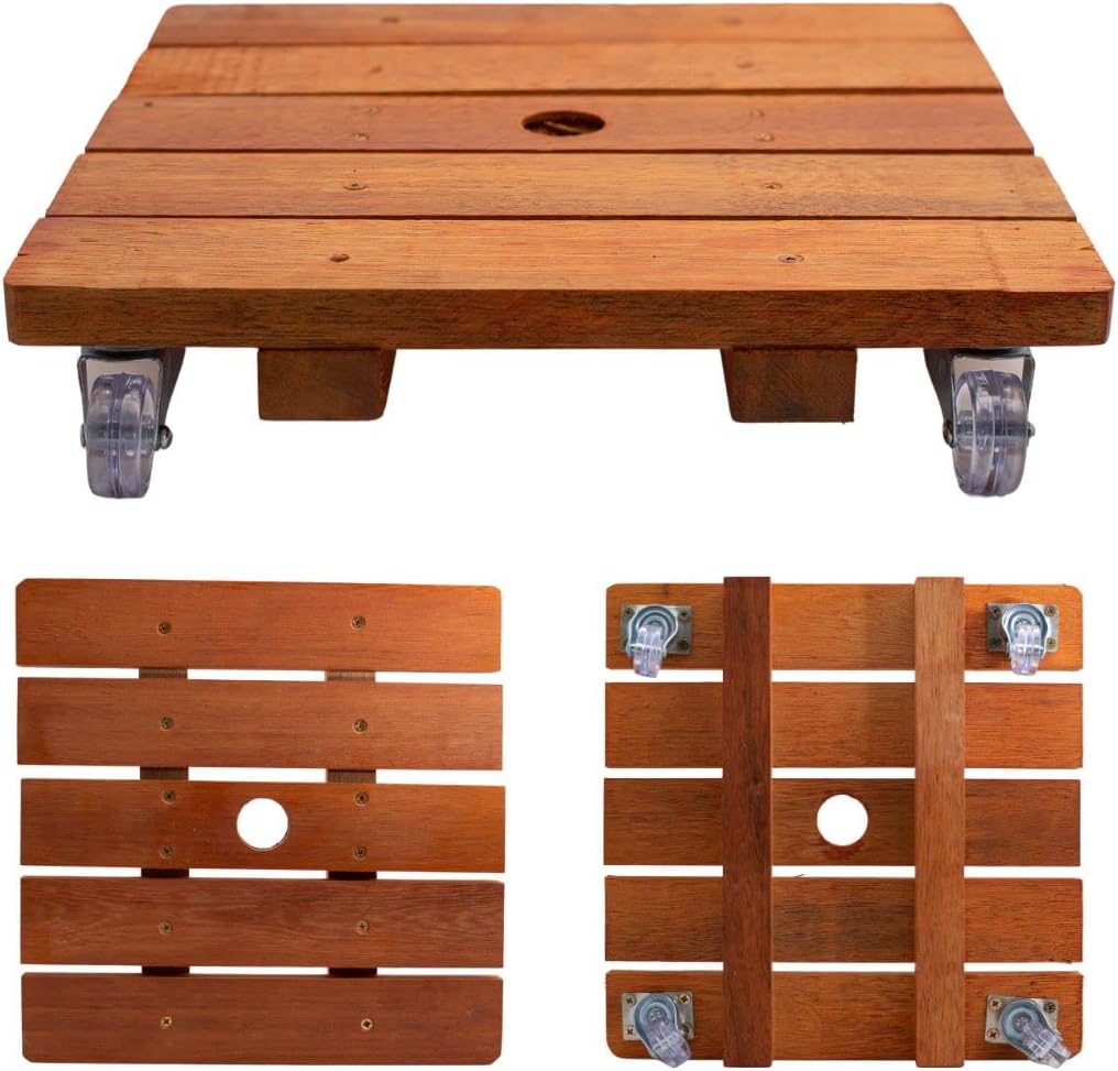 Suporte Para Vaso De Planta Quadrado 35 Cm Rodinhas Cristal