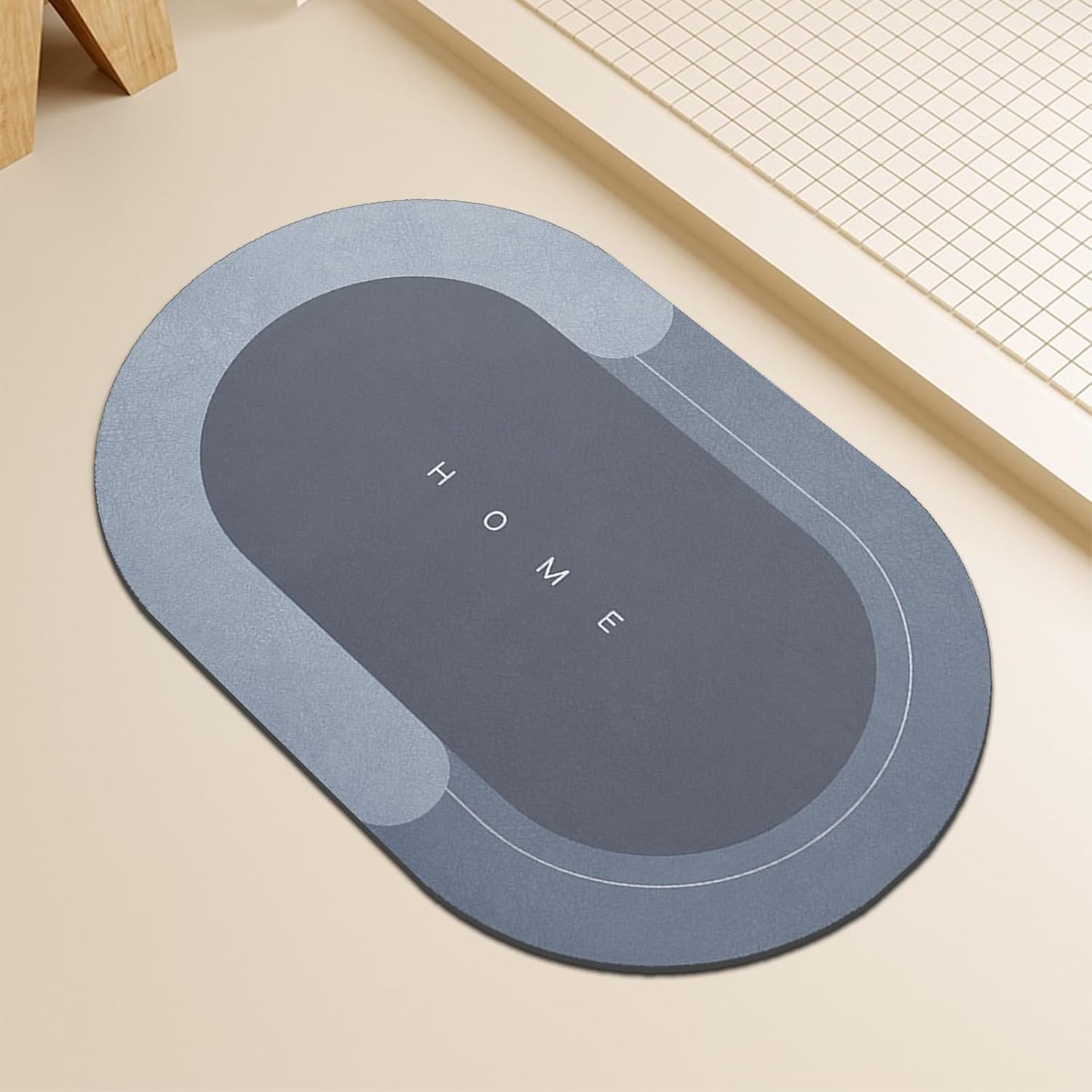 Topzywlc Tapete de banho absorvente 45,7 cm x 71 cm, tapete mágico de secagem rápida, tapetes de banheiro antiderrapantes, para banheira, quarto, cozinha, vaso sanitário, porta, mesa de lavagem (azul 1 Topzywlc Tapete de banho absorvente 457 cm x 71 cm