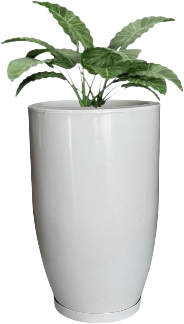 Vaso Grande Polietileno Plantas Marmorizado Jardim Varanda 48cm Branco