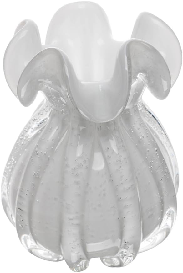 WOLFF Vaso Italy 13cm x 17cm Branco Leitoso Vidro