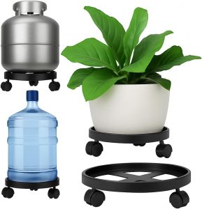 Kit com 2 Suportes botijão e vasos com Rodinhas 360° – Para Botijão, Plantas e Galão | Suporta até 55kg