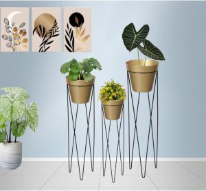 3 Suporte Para Vaso Tripé Plantas Chão Grande Industrial(preto)