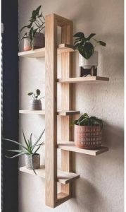 Rack Prateleira Suspensa Nicho C/5 Andar Madeira Maciça Para Plantas Sala, Quartos e Quintal(Pinus,3 Andares)