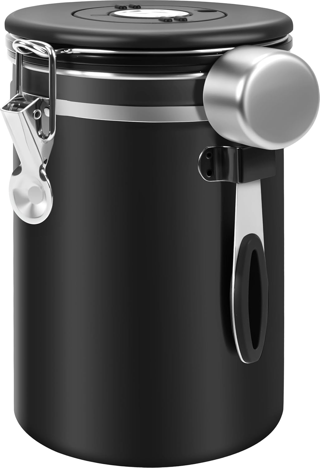 1.8L, Recipiente para Café em Grãos de Aço Inoxidável, Pote Cafe, Pote Cafe E Açucar, Preto, Aço Inoxidável de com Rastreador de Data, Recipiente de Grãos de Café, Recipiente de Café Hermético 1 18L Recipiente para Cafe em Graos de Aco Inoxidavel Pote
