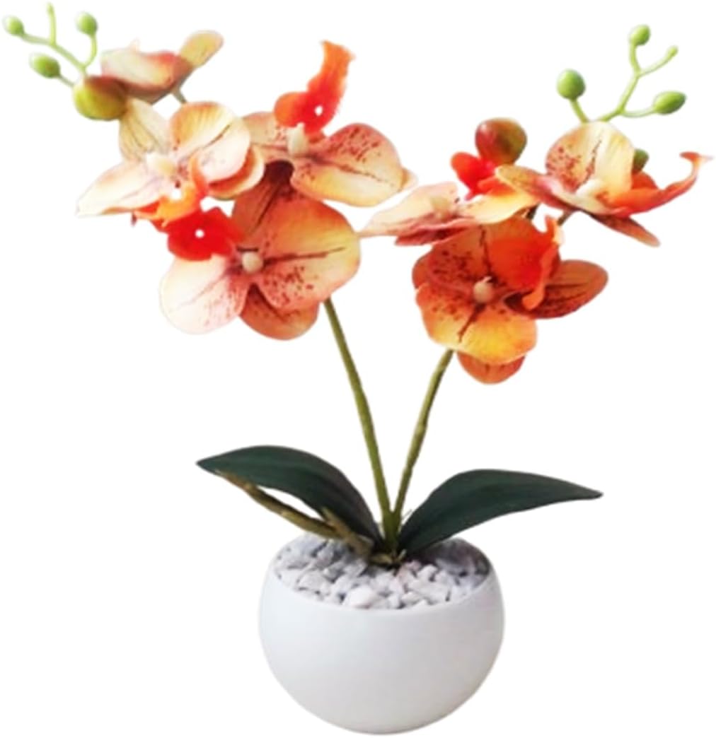 Arranjo Orquidea 3D Efeito Realista Com Vaso Pedrinhas Naturais Completo