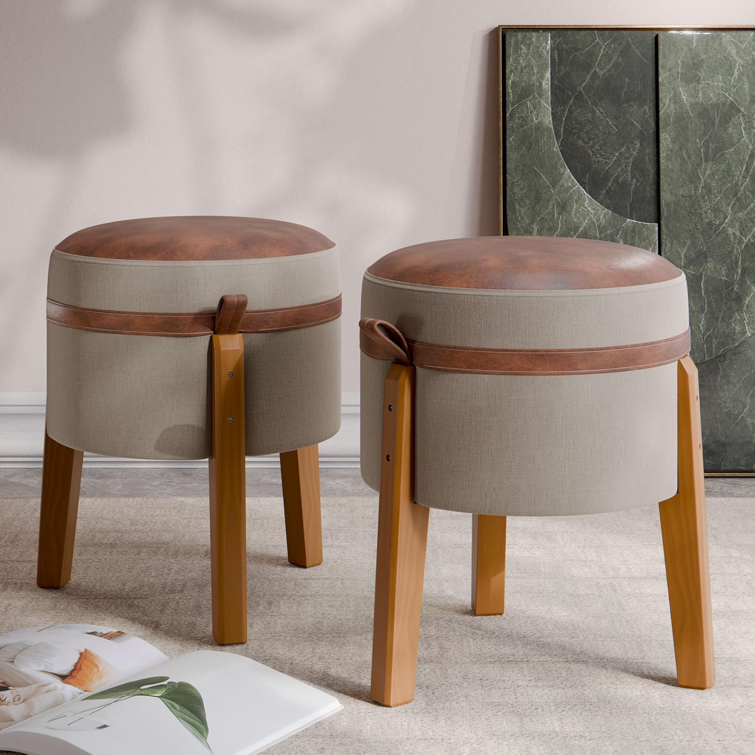 Kit puff 2 unidades de puff puf redondo decorativo courino