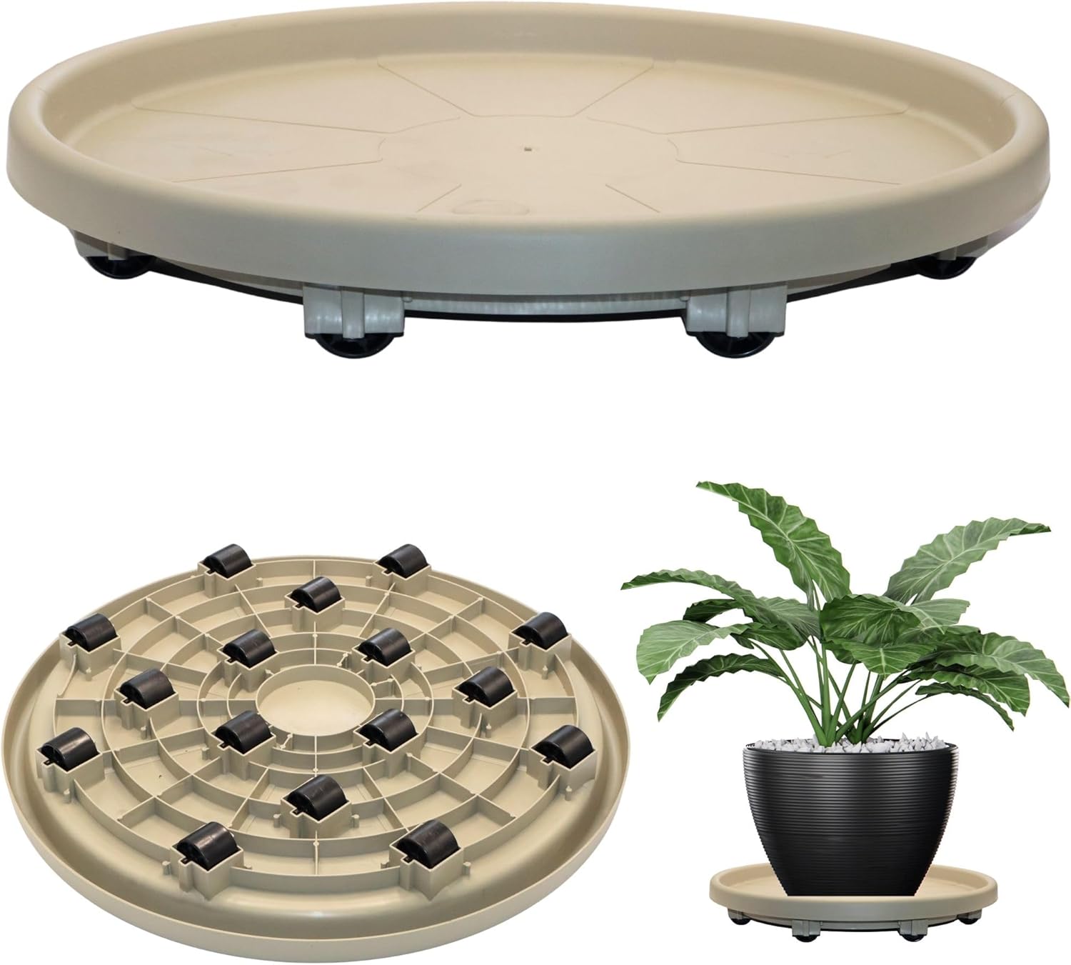 Prato com Rodas Suporte para Vasos 52cm Suporta ate 220kg