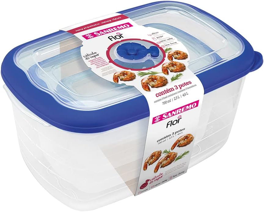 Sanremo Conjunto com 3 Sanremo Potes Hermeticos Plastico