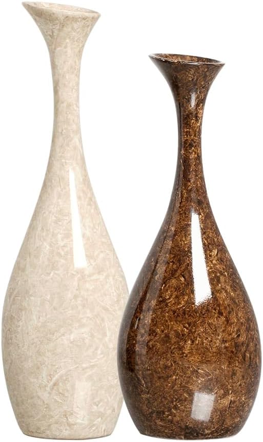 Vaso de Mesa Decoracao de Ceramica Bege e Marrom Petra