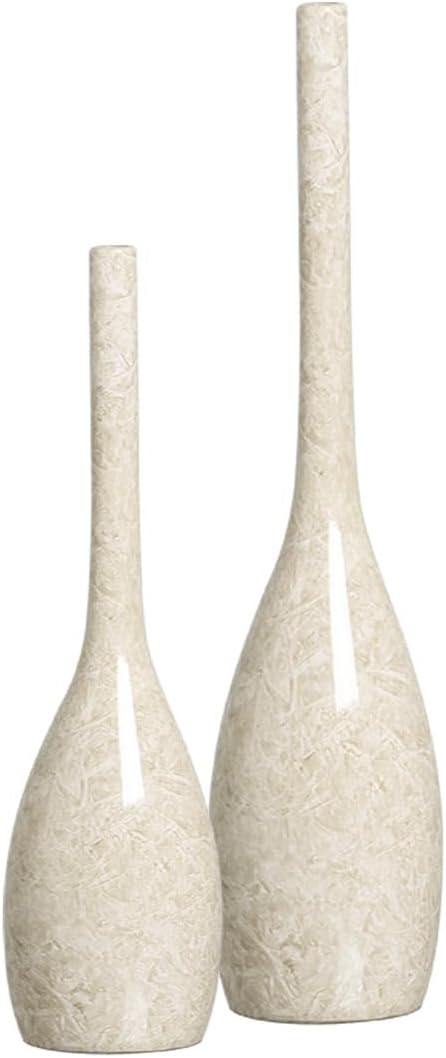 Vaso de Mesa Decorativo de Ceramica Dupla Tulipa Bege Petra