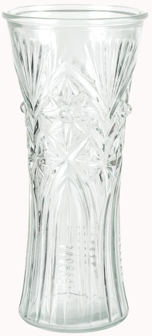 Vaso de Vidro Texturizado 28,5 x 12,5cm com Estampa em Alto-Relevo Decorativo para Flores, Plantas e Arranjos – Transparente, Decorativo e Resistente 1 Vaso de Vidro Texturizado 285 x 125cm com Estampa em