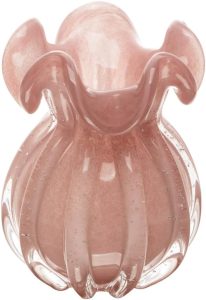 WOLFF - Vaso Italy 13cm x 17cm Rosa Leitoso Vidro-Enxoval - Casamento - Decoração - Enfeites - Mesa Posta - Vasos Decorativos