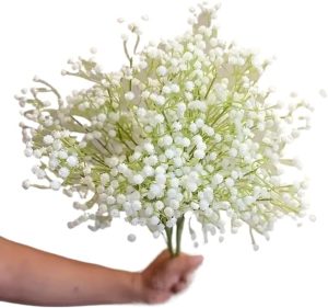 Buquê de Mosquitinho Artificial com Galhos 62 cm – Flores Artificiais Decorativas para Arranjo de Mesa e Decoração(kit com 4 unidades)