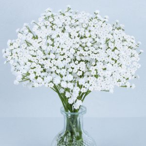 MAQIAHN 6 flores artificiais para bebês respiração – flores artificiais a granel flores falsas buquê flores brancas verde toque real arranjos de flores falsas casamento centros de mesa decorações