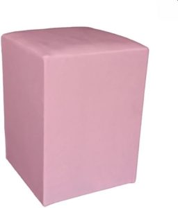 Puff Banqueta Quadrado Estofado em Suede – Banco Multiuso para Quarto ou Penteadeira(ROSA BEBÊ)