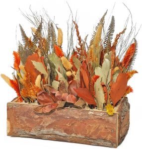 Arranjo de Flores Desidratadas Jardineira de Madeira Decoração