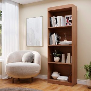 Estante Livreiro Flex Multiuso Bipartido com 4 Prateleiras – Montagem Vertical ou Balcão (Nature)