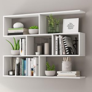 Estante de Parede Decorativa, MDF Branco, 90x90x18cm, Prateleiras Modernas para Livros e Objetos, Nicho Organizador para Sala e Escritório 5 Estante de Parede Decorativa, MDF Branco, 90x90x18cm, Prateleiras Modernas para Livros e Objetos, Nicho Organizador para Sala e Escritório